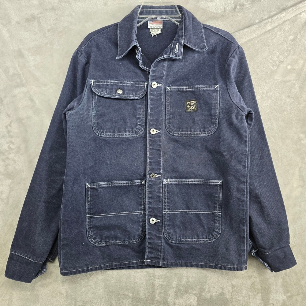 Pointer Brand Denim Chore Coat‎ Mens Small Tall USA Made Blue Canvas Workwear